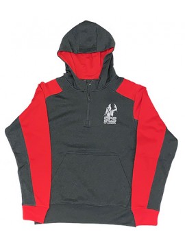 Adult 1/4 Zip Hoodie Red/Gray